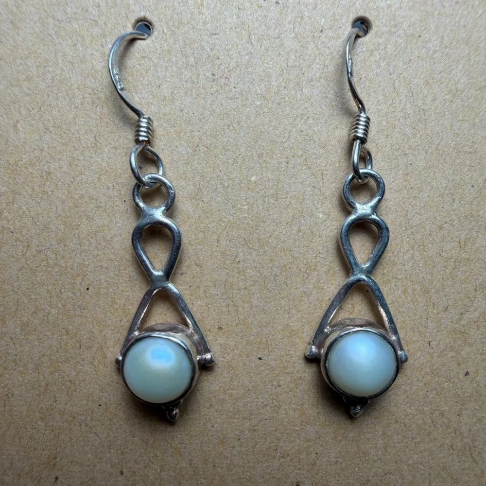 Bohemian 925 Sterling Silver Mother of Pearl Dangle - Picture 12 of 13